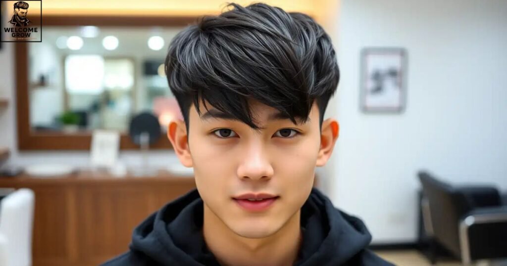 Asymmetrical front two block haircut with uneven fringe
