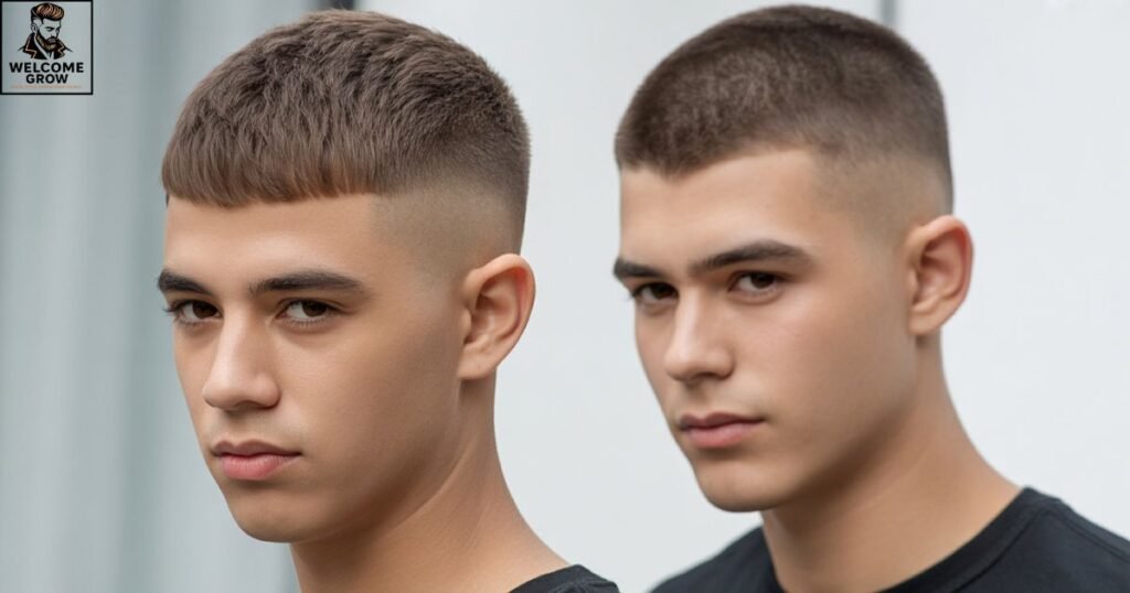 Brushed-forward fade haircut for teens - neat modern edge