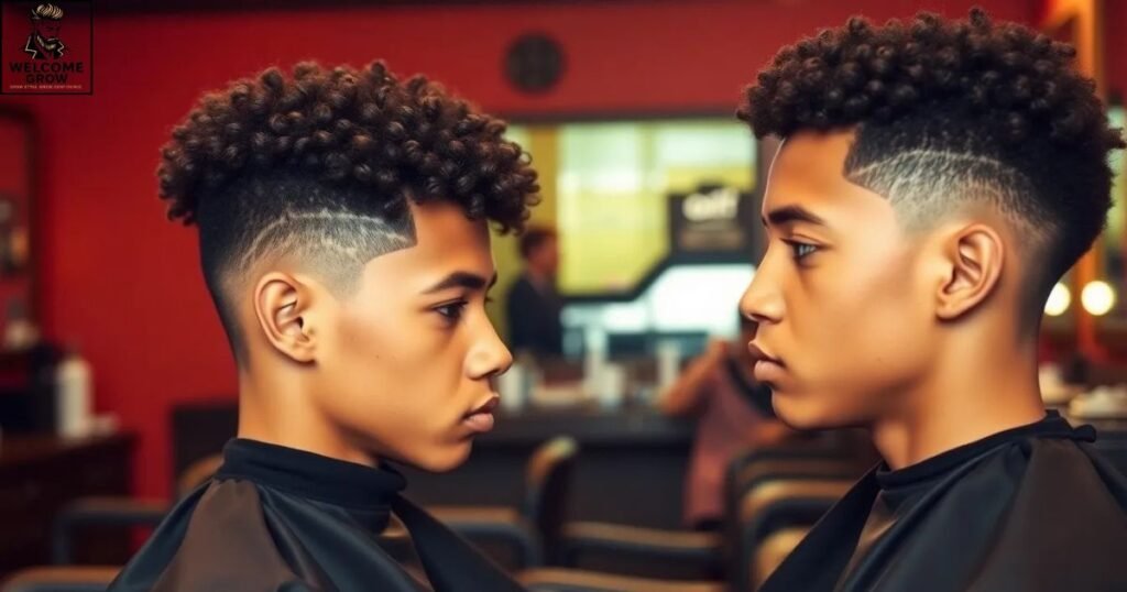 Teen boy with coiled hairstyle and fade