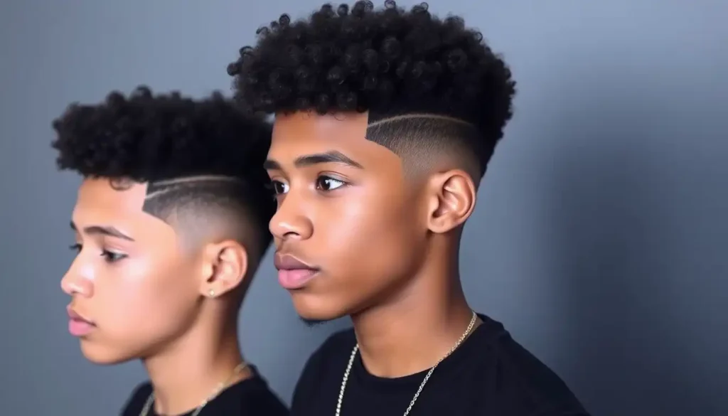 Coils with fade haircut for teens - defined textured style