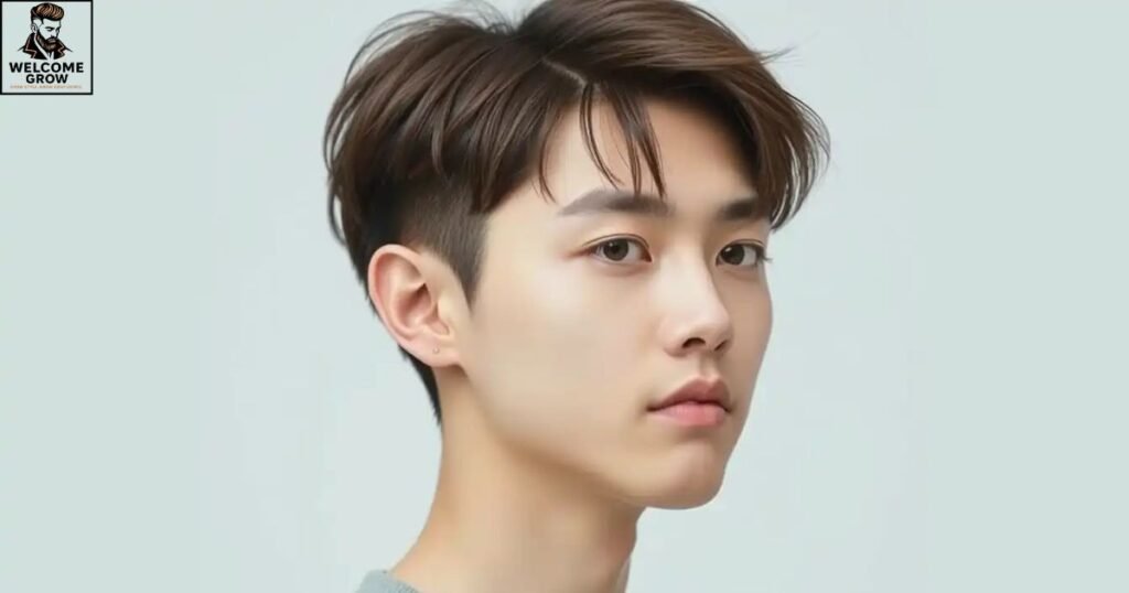 Curtained fade haircut for teens with design - retro artistic