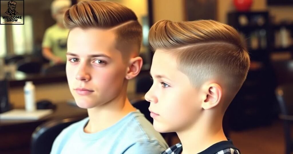 Side part comb over haircut for teens - sleek structured