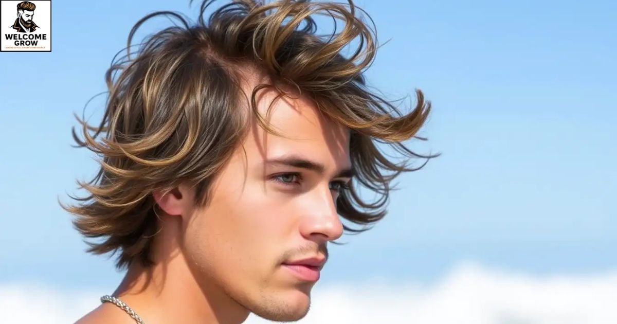 Classic bro flow surfer hairstyles for men with long wavy texture