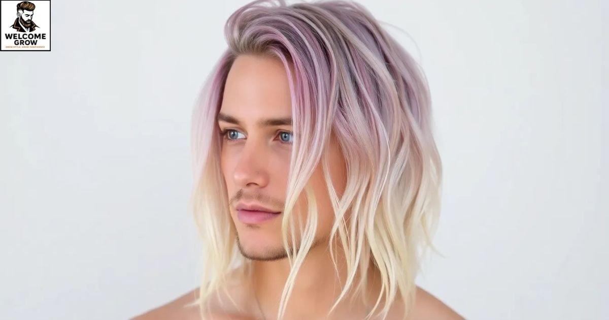 Sun-faded pastel highlights surfer hairstyles for men