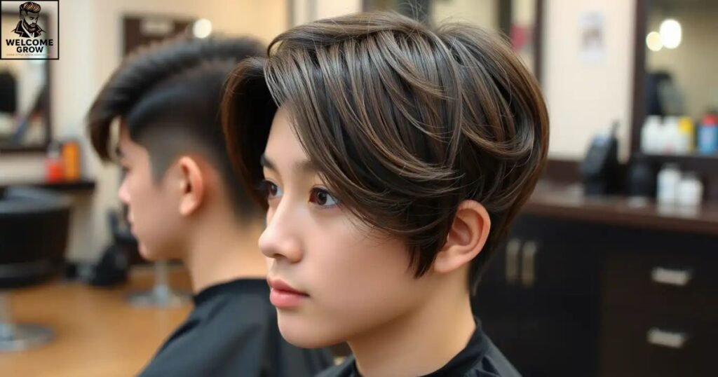 Two block haircut with smooth, soft, feathered layers