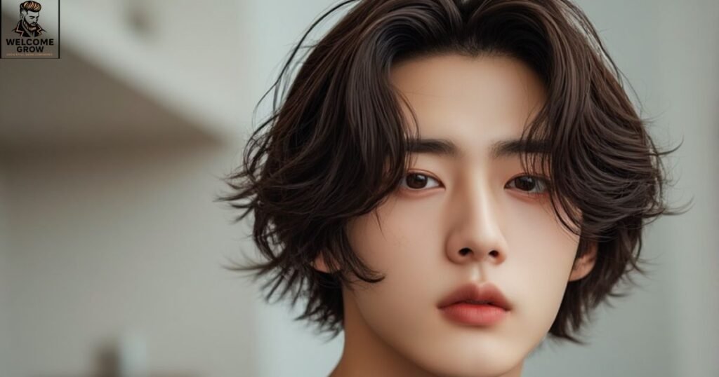 Korean wolf cut two block hairstyle with layered texture
