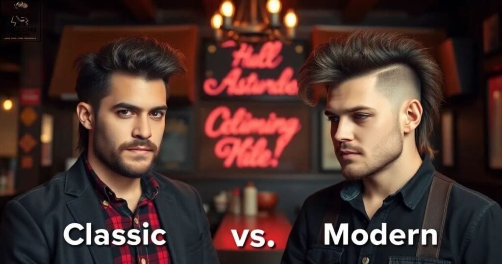 1980s classic mullet versus modern mullet side-by-side comparison
