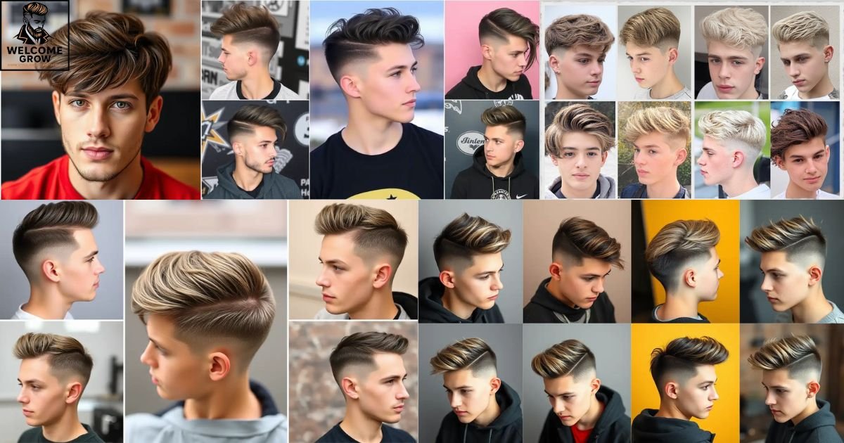 Teen boy with a trendy modern haircut