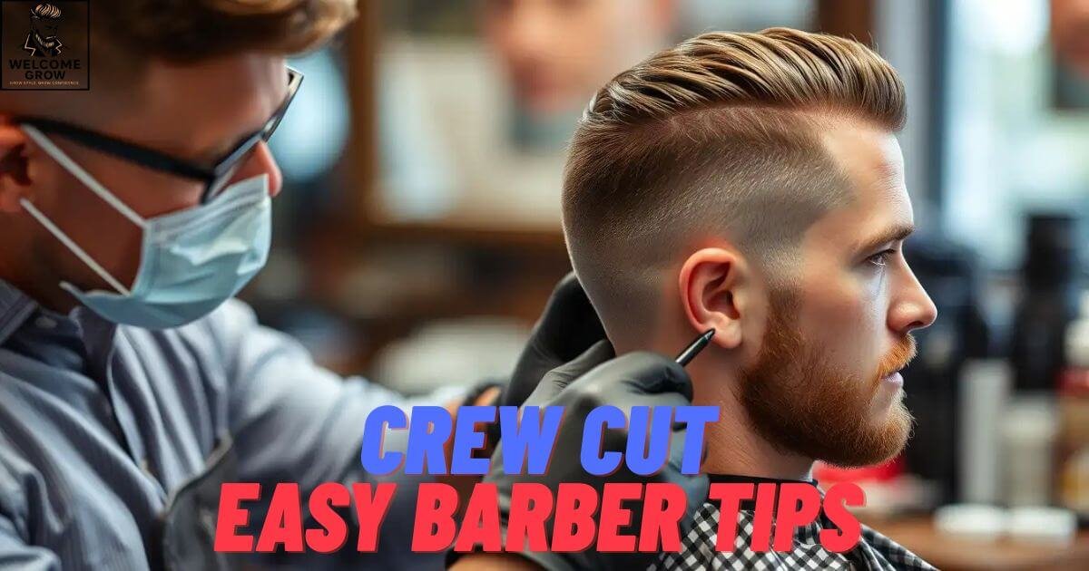 Barber giving a classic crew cut haircut with clippers