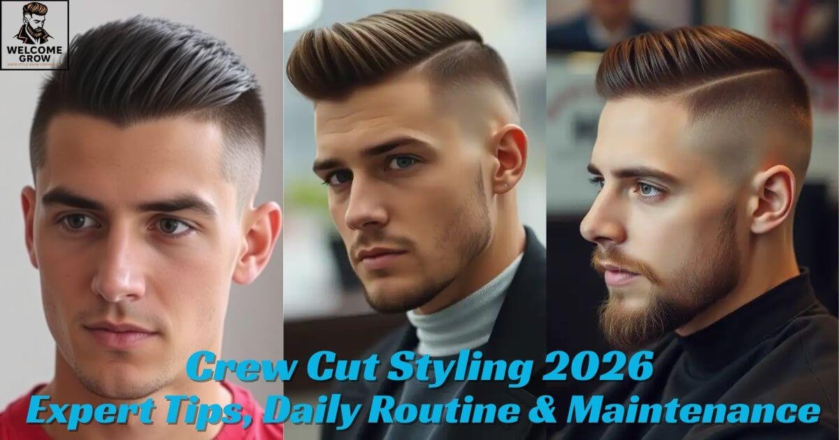 Man styling a crew cut haircut in 2026 using simple grooming techniques as part of a daily routine and maintenance.
